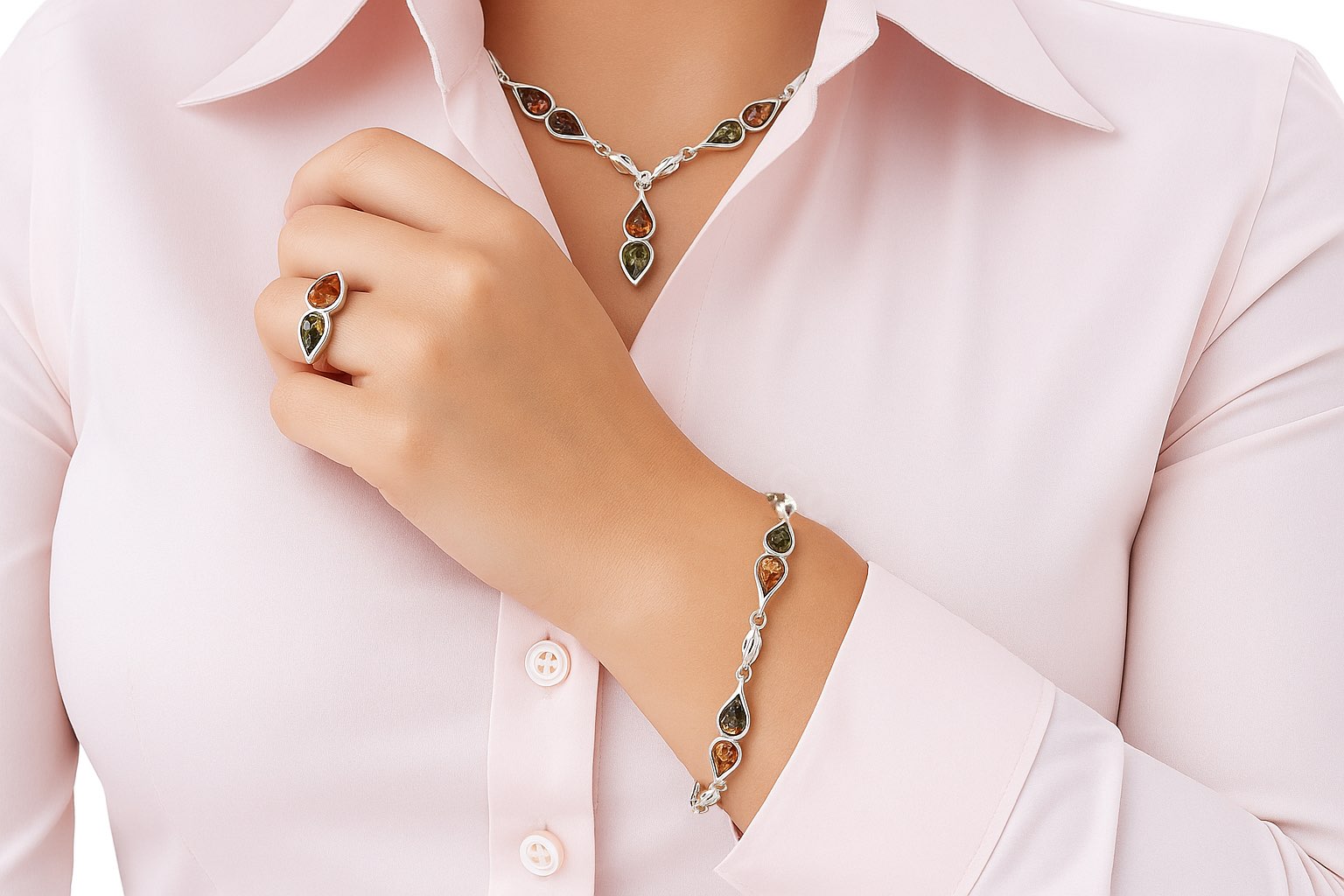 Jantárové šperky v striebre z kolekcie Dvojičky