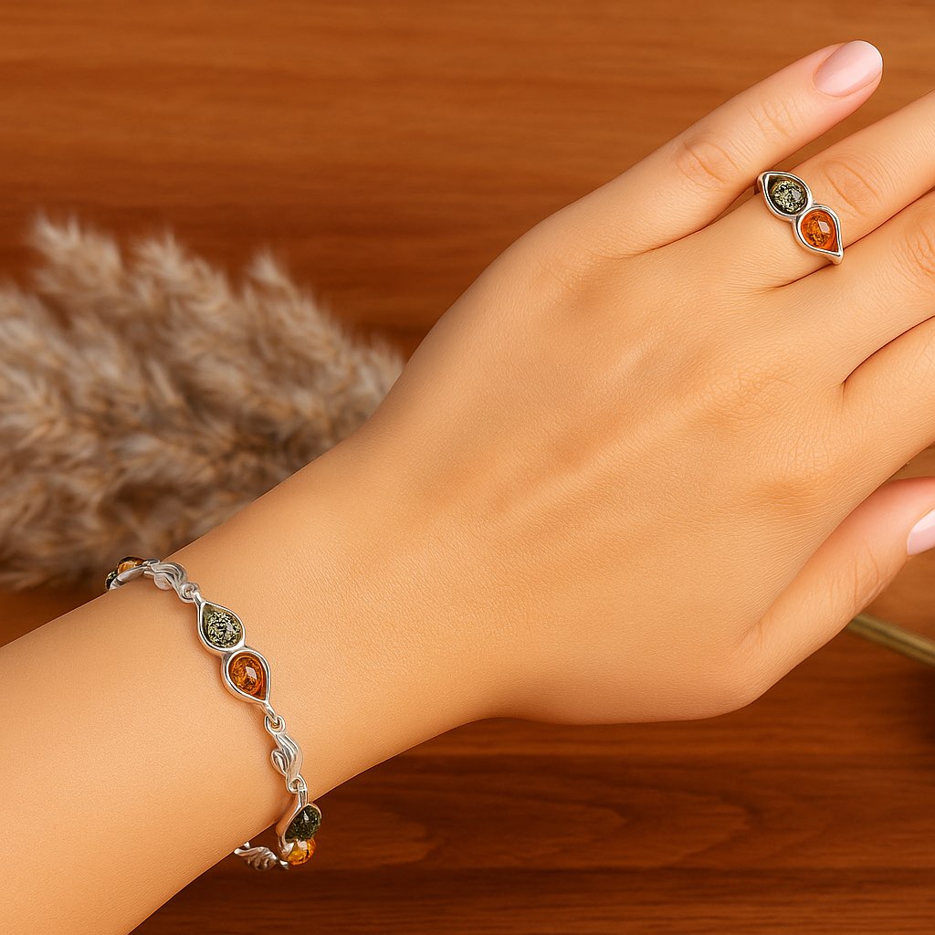 Jantárové šperky v striebre z kolekcie Dvojičky