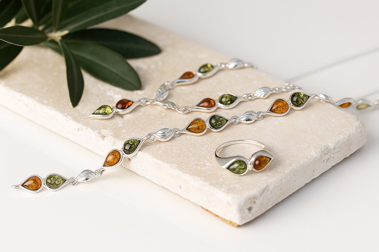 Jantároé šperky v striebre Dvojičky dvojfarebné