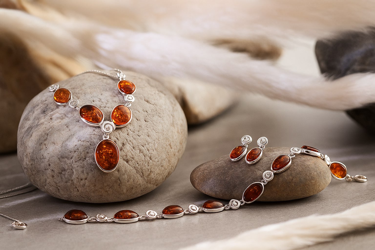 Jantárové šperky z kolekcie Oblaky