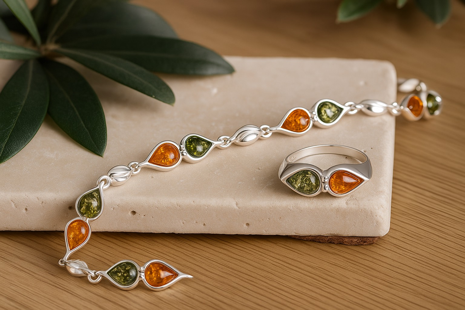 Strieborné šperky s jantárom z kolekcie Dvojičky