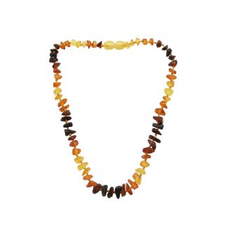 Detský jantárový náhrdelník nugetový viacfarebný dúhový