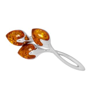 Jantárová brošňa Lieskový oriešok koňaková