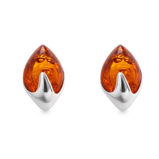 Jantárové náušnice napichovacie Lieskový oriešok koňakové