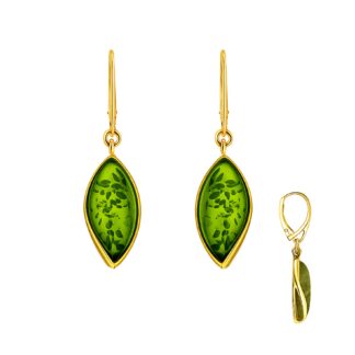 Jantárové náušnice pozlátené Majestátny moment zelené