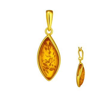 Jantárový prívesok pozlátený Majestátny moment koňakový