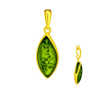 Jantárový prívesok pozlátený Majestátny moment zelený