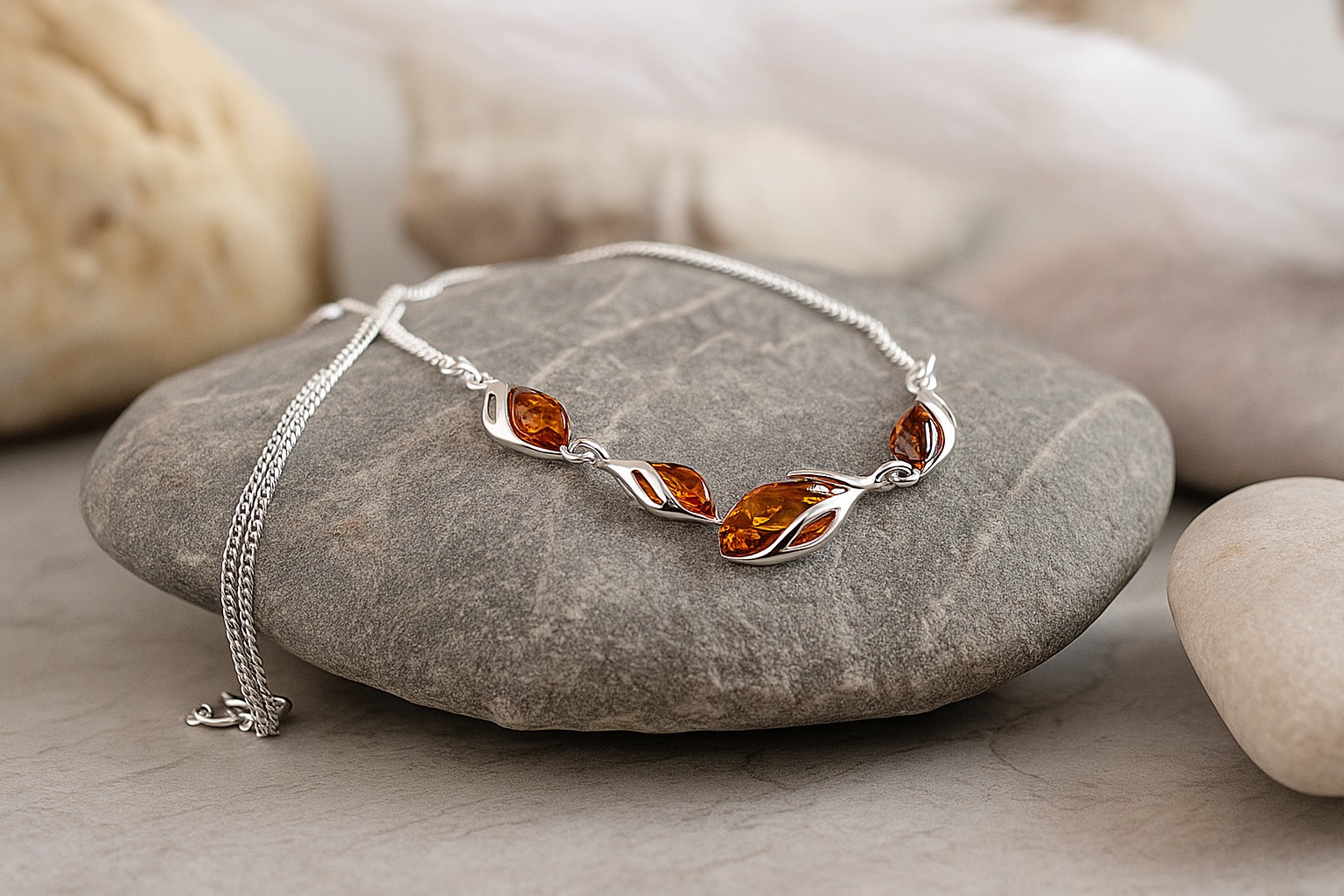 Jantárový náhrdelník Jemnocit koňakový