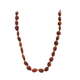 Jantárový náhrdelník Ľahká postupka koňakový surový