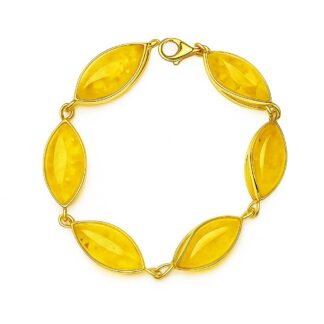 Jantárový náramok pozlátený Majestátny moment žltý