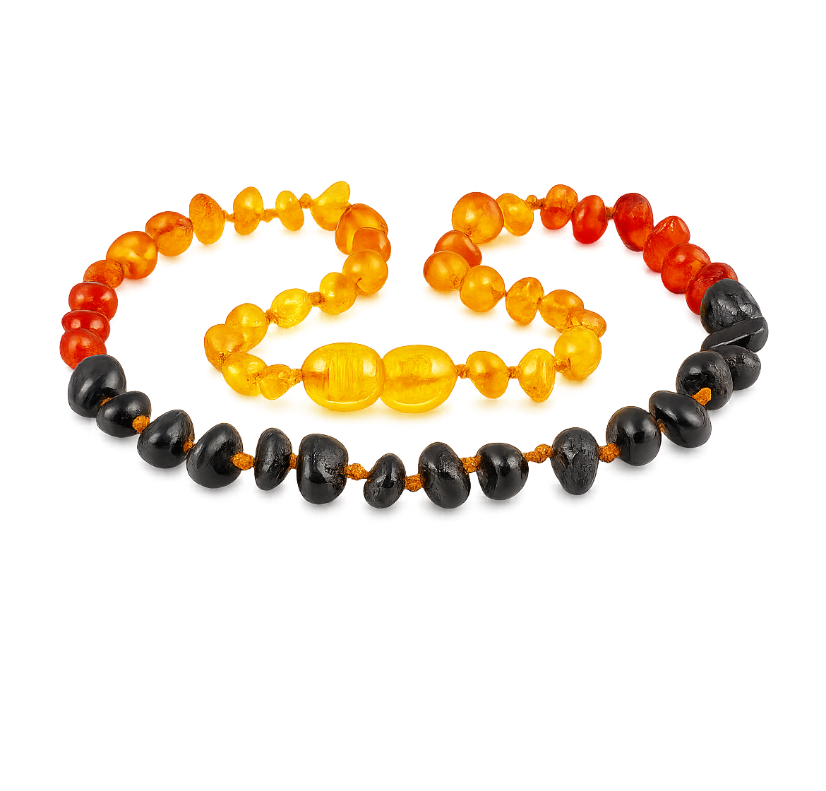Detský jantárový náhrdelník Barokové nugetky viacfarebný dúhový