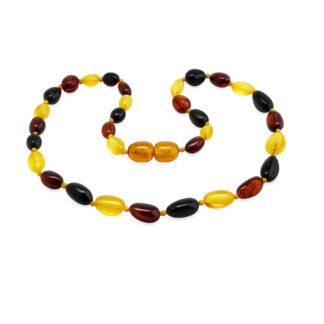 Detský jantárový náhrdelník Olivky viacfarebný