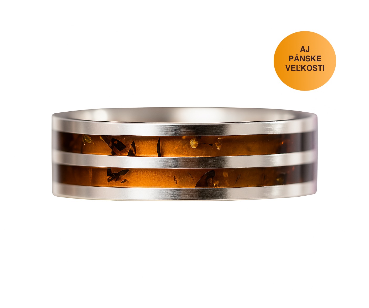 Jantárový prsteň Slim koňakový