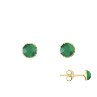 Pozlátené náušnice so zeleným ónyxom Gombíček