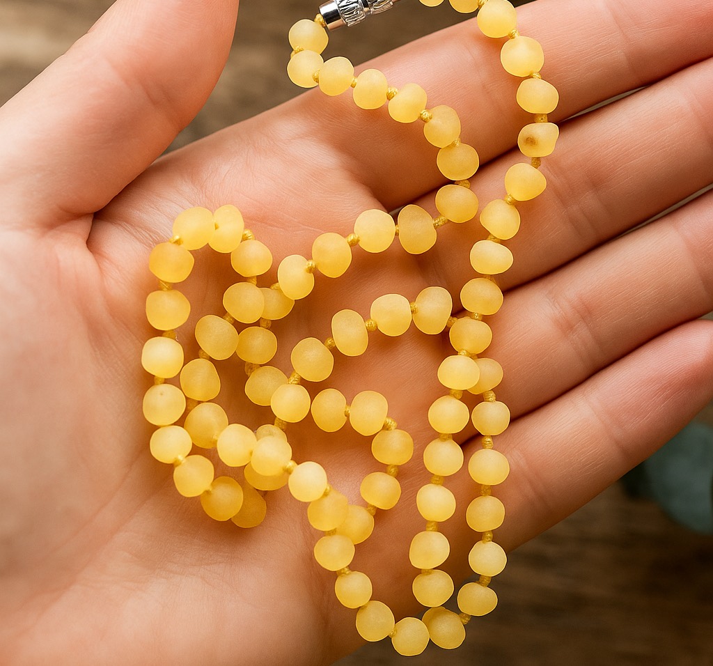 Jantárový náhrdelník Drobný barok krémový surový