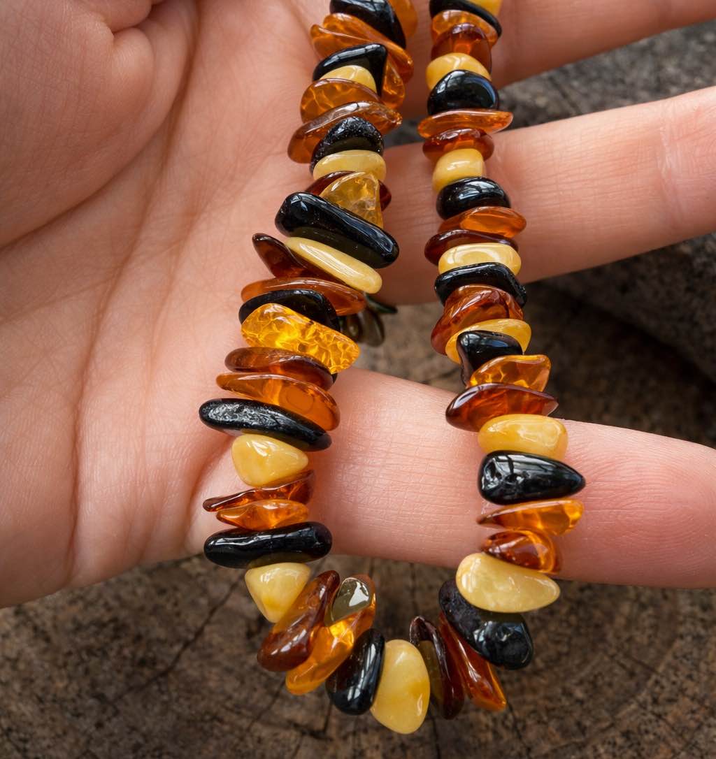 Jantárový náhrdelník Midi nugety viacfarebný